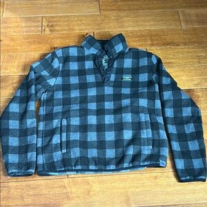 L.L. Bean Black and Gray Plaid Pullover